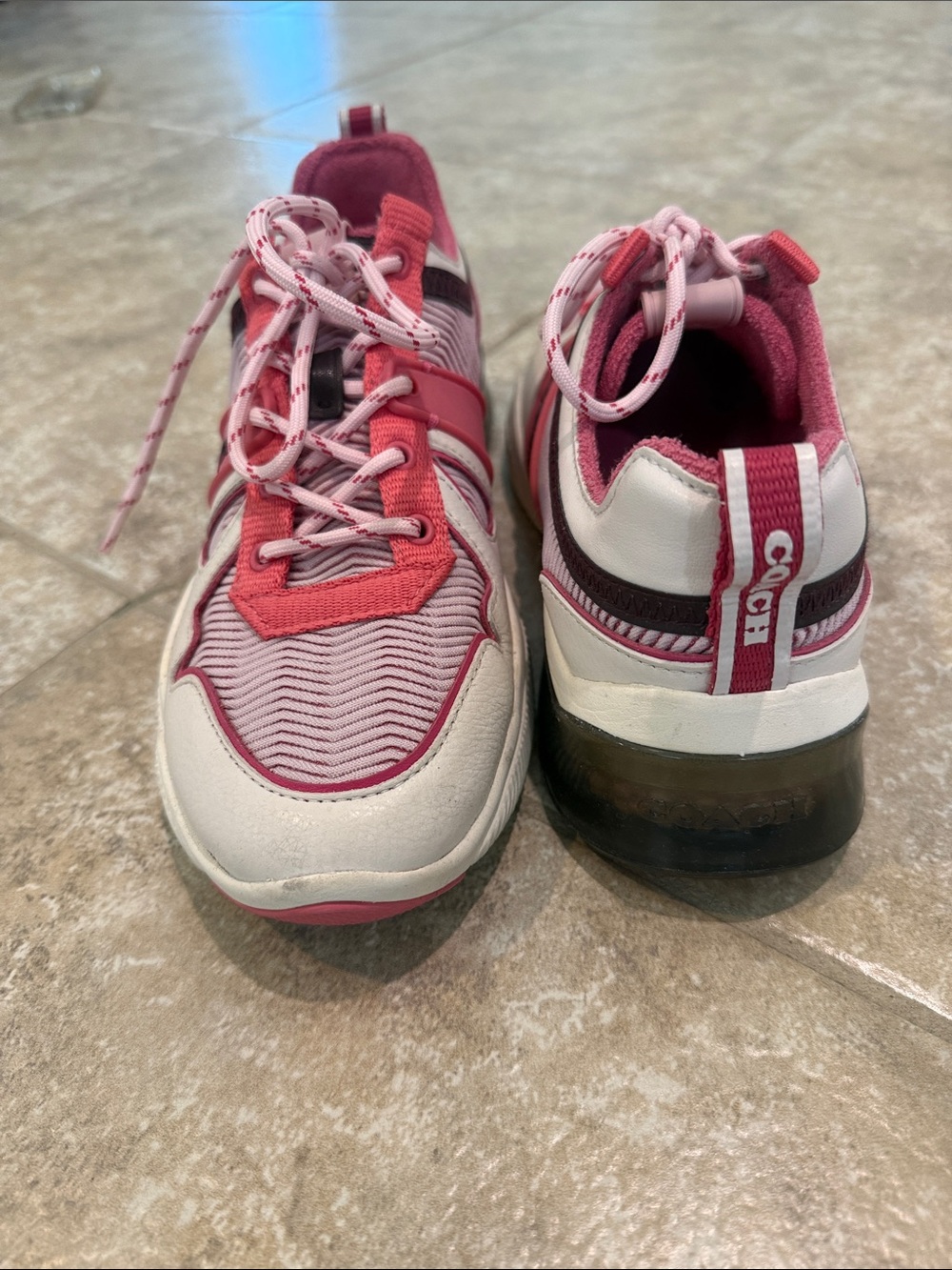 Coach Pink and Beige Women's Lace-Up Sneakers